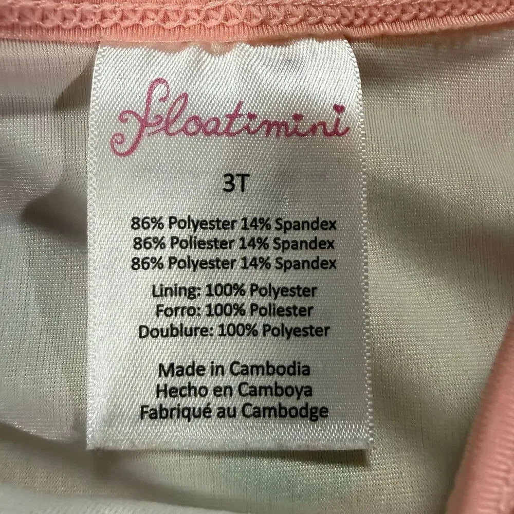 Floatimini Girls Peach Stripe Fruit Print Flutter Sleeve Swimsuit Size 3T
